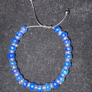 Vibrant Blue Lapis Beaded Bracelet with Silver Accents